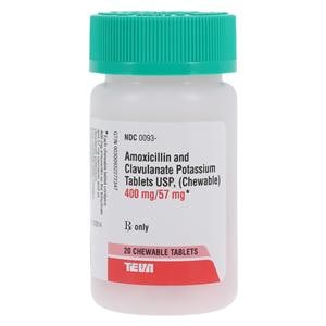Amoxicillin/Clavulanate Potassium Chewable Tablets 400mg/57mg Bottle 20/Bt