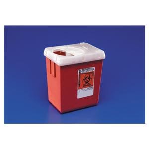 Sharps Container 2gal Red 10x7-1/4x10-1/2" Rotor Lid Vertical Drop Plastic Ea, 20 EA/CA