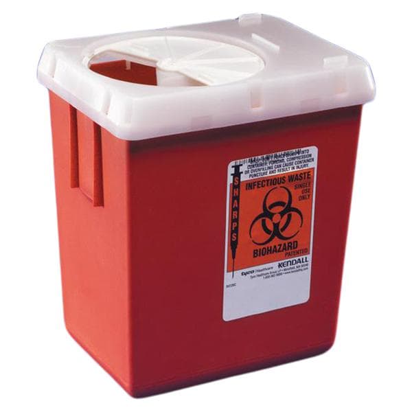 Sharps Container 2gal Red 10x7-1/4x10-1/2" Rotor Lid Vertical Drop Plastic Ea, 20 EA/CA