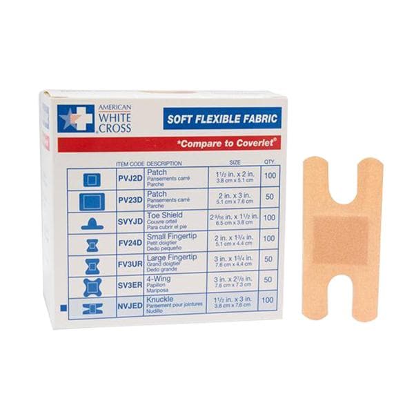 American White Cross Bandage Adhesive Coating 1.5x3" Beige Sterile 100/Bx