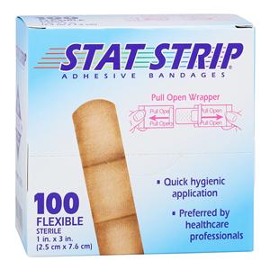 Stat Strip Adhesive Bandage Fabric 1x3" Tan Sterile 100/Bx, 12 BX/CA