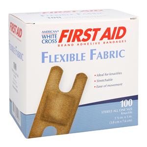 American White Cross Adhesive Strip Bandage Fabric 1-1/2x3" Tan Sterile 100/Bx, 12 BX/CA