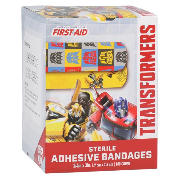 Stat Strip Adhesive Bandage Plastic 3/4x3" Transformers Sterile 100/Bx, 12 BX/CA