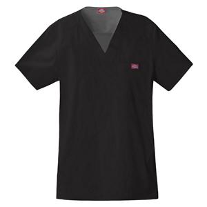 Dickies Scrub Shirt V-Neck Short Sleeves 5X Large Black Mens Ea