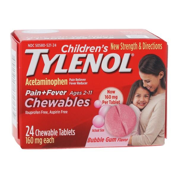 Tylenol Children Chewable Tablets Bubble Gum 24/Bt, 48 BT/CA