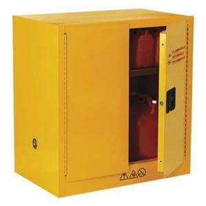 Storage Cabinet 2 Manual Doors Steel 3-Point Lock Yellow/Red Ea