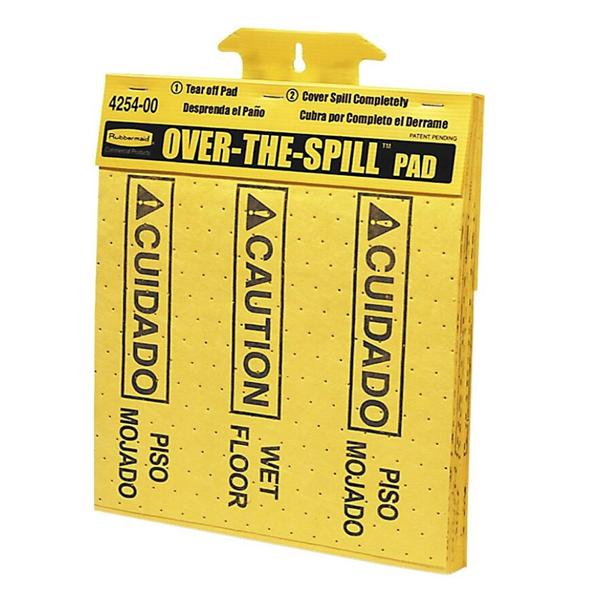 Rubbermaid Over-The-Spill Pad Yellow/Black Polypropylene 20/Pk