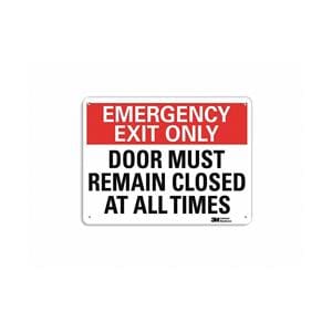 Emergency Exit Only Door Must Remain Closed At All Times 14x10" Safety Sign Ea