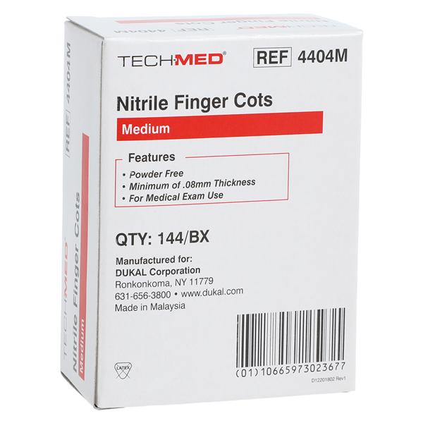 Tech-Med Nitrile Pre-Rolled Finger Cots Medium White