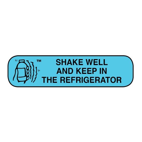 Labels Shake Well Refrigerate Blue 1-9/16x1/2" 1000/Bx