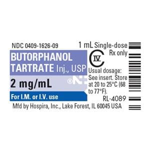 Butorphanol Tartrate Injection 2mg/mL SDV 2mL 10/Bx