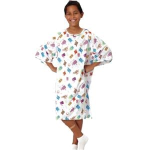 Patient Gown Polyester Knit Pediatric X-Large White Ea