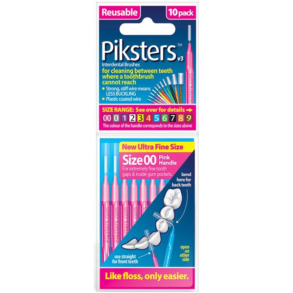 Piksters Interdental Brush Size 00 Pink 10Pk/Bx