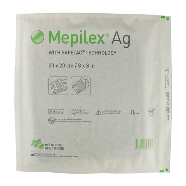 Mepilex Ag Foam Wound Dressing 8x8" Gentle Adhesive, 4 BX/CA