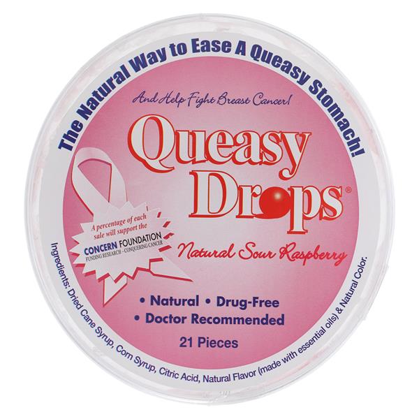 Queasy Drops Anti-Nausea Sour Raspberry 21/Pk, 16 PK/CA