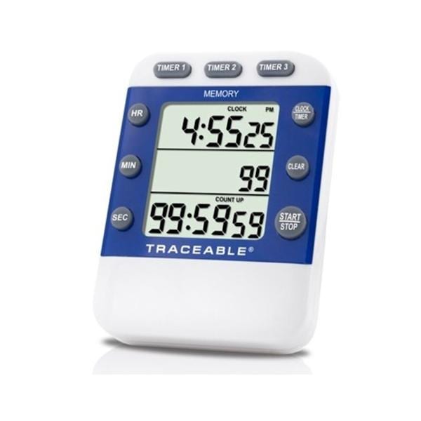 Traceable Three Line Timer 99 Hours, 59 Minutes, 59 Seconds Audible Alarm Ea