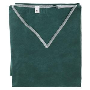 Patient Scrub Shirt Linen Like Non Woven Material Medium Dark Green 30/Ca