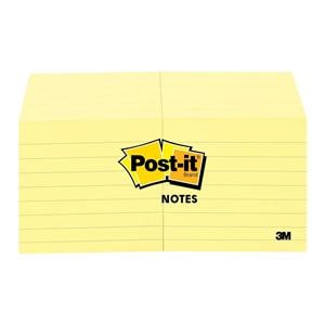 Sticky Notes 3" square Lined Canary Yellow 100 Sheets/Pad 12/Pack 12/Pk