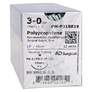 Suture 3-0 18" Polypropylene Monofilament C-13 Blue 12/Bx