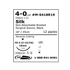 Unify Suture 4-0 18" Silk Braid FS-2 12/Bx