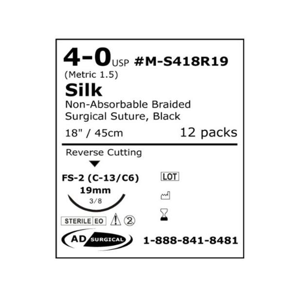 Unify Suture 4-0 18" Silk Braid FS-2 12/Bx