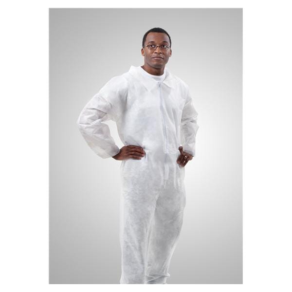 Jumpsuit Protection Nonwoven White X-Large Non Reversible 25/Ca