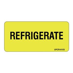 Quality Control Label REFRIGERATE Fluorescent Chartreuse 1x2-1/4" 500/Rl