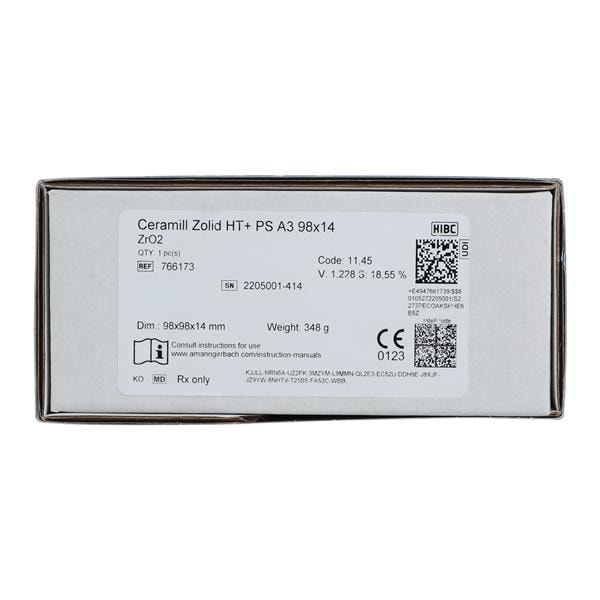 Ceramill Zolid HT+ Zirconia Disc A3 98x14 E