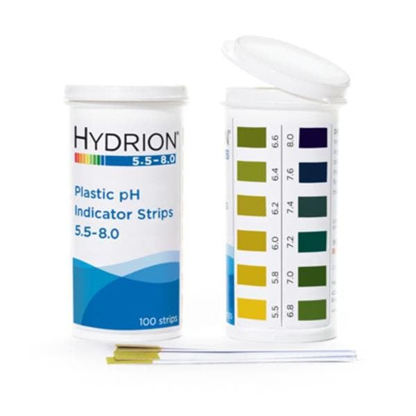 Hydrion pH Indicator Strip 5.5-8.0 Range Vial 600/Ct