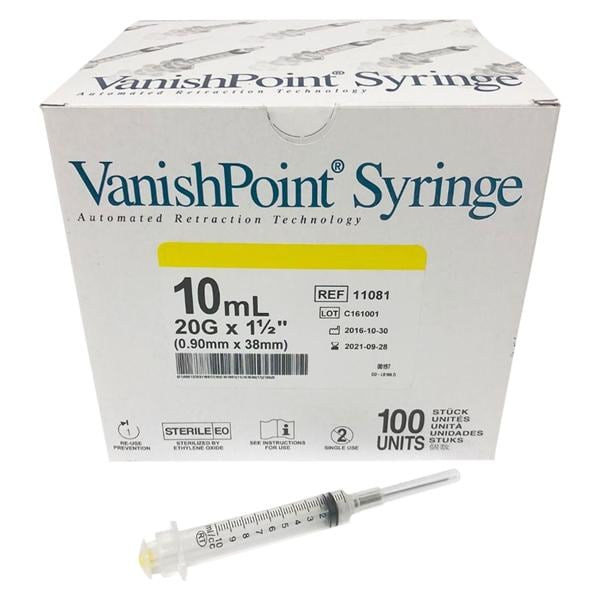 Syringe 10mL 20gx1-1/2" VanishPoint Safety 600/Ca