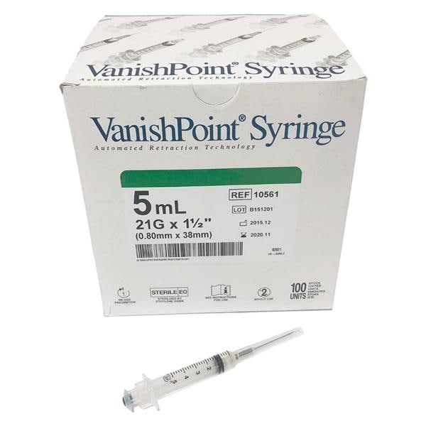 Syringe 5mL 21gx1-1/2" VanishPoint Safety 600/Ca