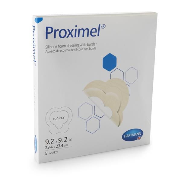 Proximel Silicone/Foam Wound Dressing 9x9" Multi-Layer Square Large Adhesive Tan