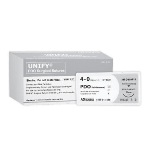 Unify Suture 4-0 18" Polydioxanone Monofilament PS-3 Violet 12/Bx