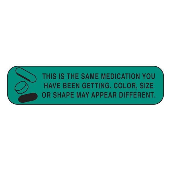 Labels This Is The Same Medication.. Green/Black 1-5/8x3/8" 1000/Pk