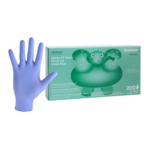 Elephant Nitrile Exam Gloves Small Violet Blue Non-Sterile