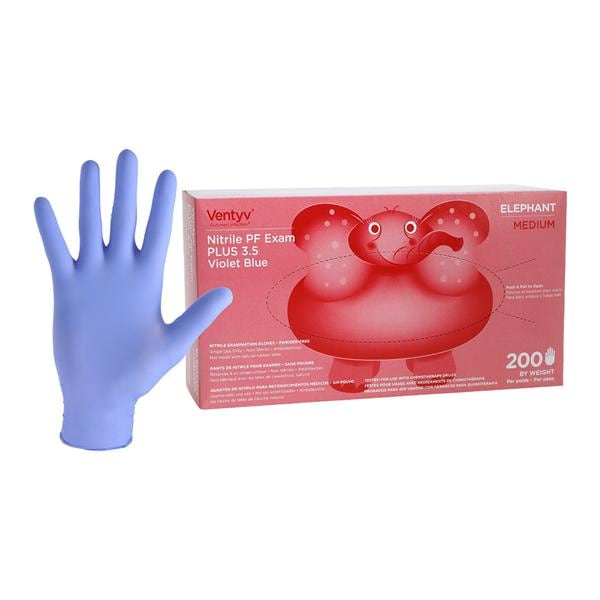 Elephant Nitrile Exam Gloves Medium Violet Blue Non-Sterile