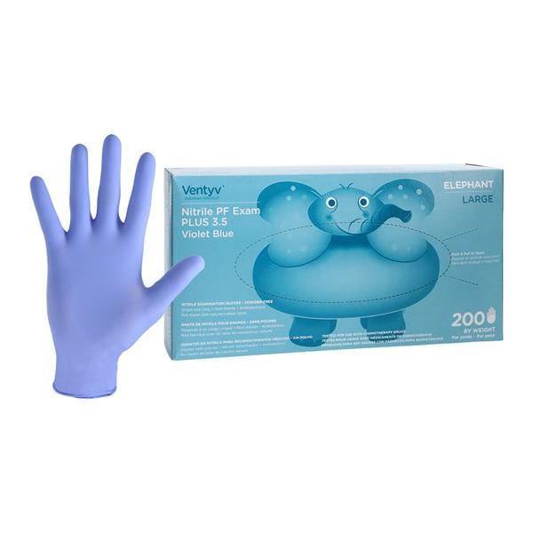 Elephant Nitrile Exam Gloves Large Violet Blue Non-Sterile, 10 BX/CA