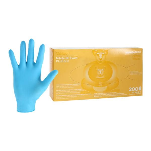 Kangaroo Nitrile Exam Gloves X-Small Blue Non-Sterile, 10 BX/CA