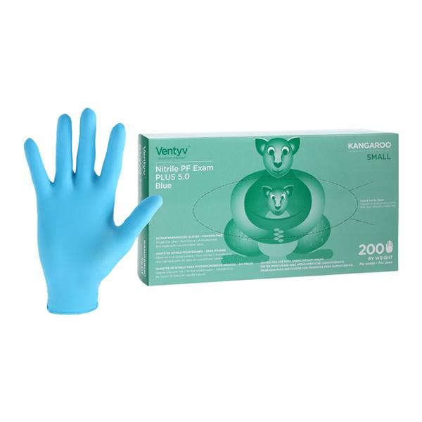 Kangaroo Nitrile Exam Gloves Small Blue Non-Sterile