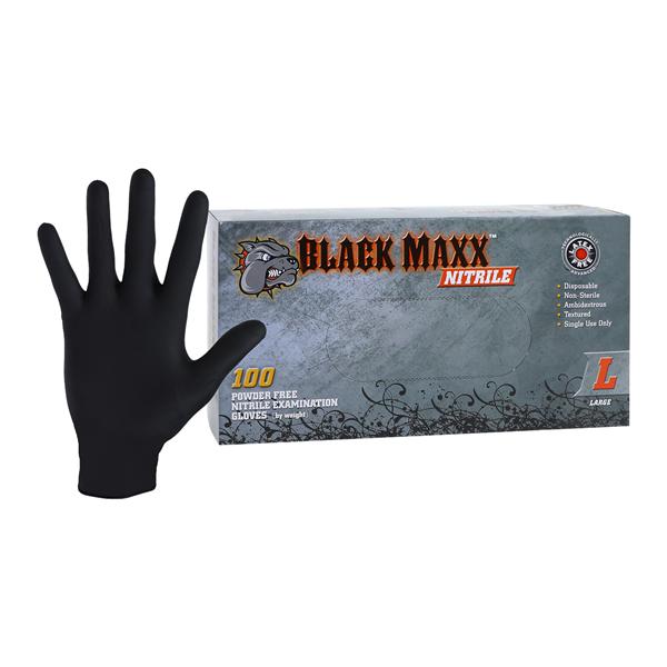 Black Maxx Nitrile Exam Gloves Large Black Non-Sterile
