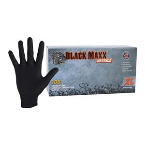 Black Maxx Nitrile Exam Gloves X-Large Black Non-Sterile