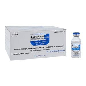 Bupivacaine HCl Injection 0.25% Preservative Free SDV 30mL 25/Box