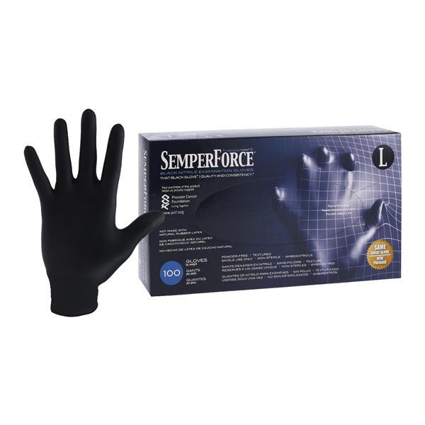 SemperForce Nitrile Exam Gloves Large Black Non-Sterile