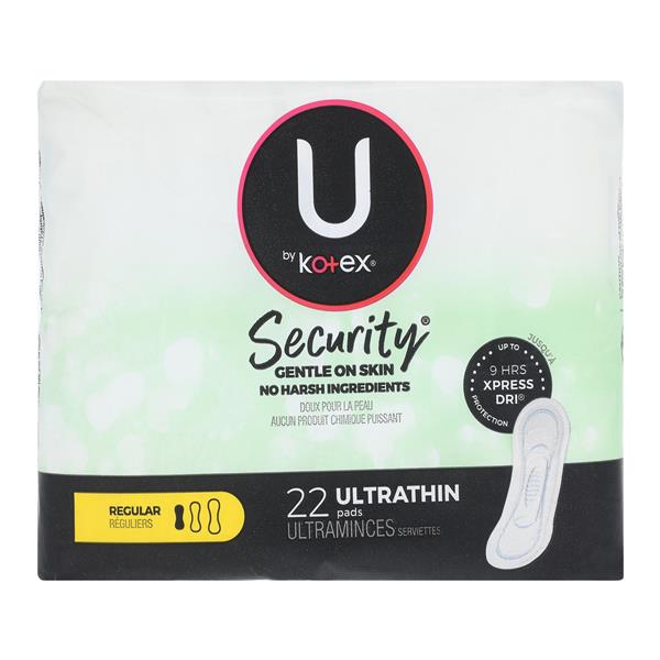 U by Kotex Menstrual Pad Regular Mod White Disposable Fragrance Free LF 22/Pk