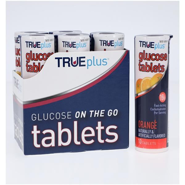 TruePlus Glucose Tablets Orange 10x6/Ctn, 12 CR/CA
