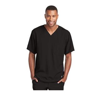 Skechers Scrub Top V-Neck 1 Pocket Small Black Mens Ea