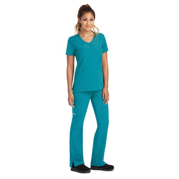 Skechers Scrub Top 3 Pockets X-Small Teal Womens Ea