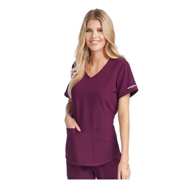 Skechers Scrub Scrub Top V-Neck 3 Pockets X-Large Wine Womens Ea