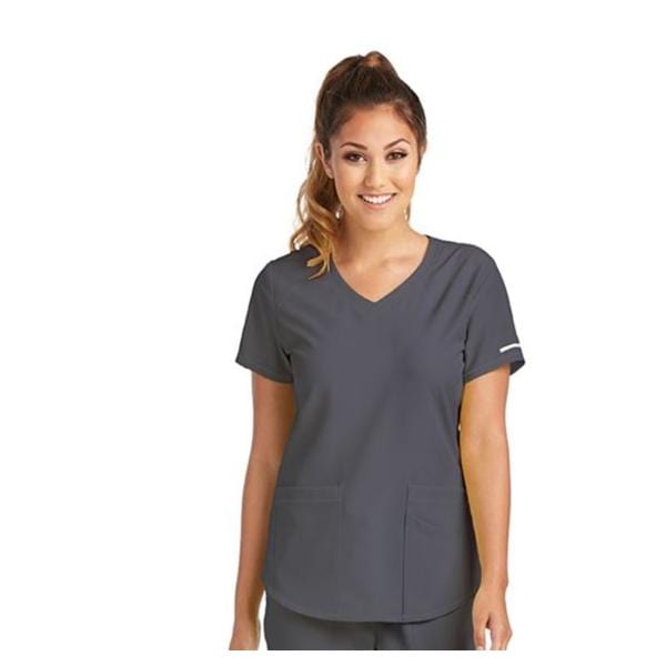 Skechers Scrub Scrub Top Plystr / Spndx V-Neck 3 Pockets 2X Large Pwtr Womens Ea