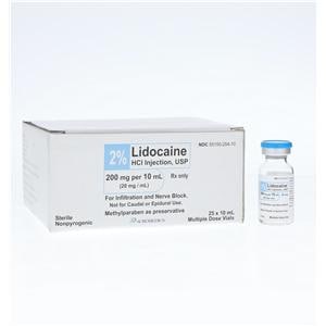 Lidocaine HCl Injection 2% MDV 10mL 25/Bx